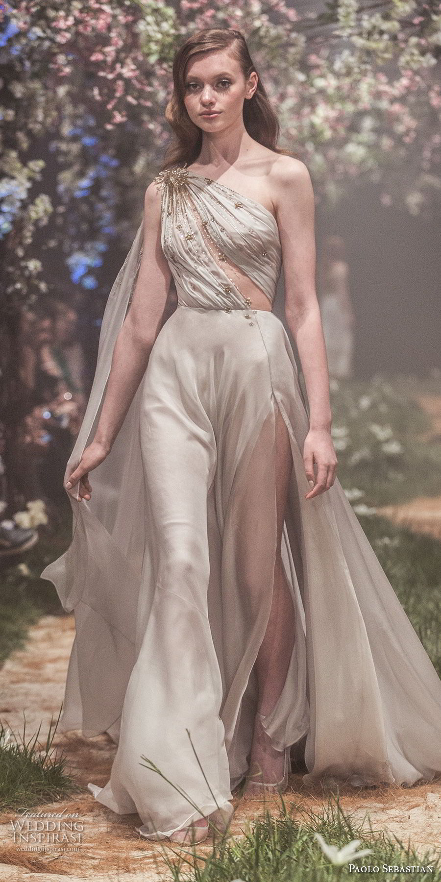 paolo sebastian spring 2018 couture sleeveless one shoulder ruched bodice side slit soft a line wedding dress (10) mv paolo sebastian spring 2018 couture sleeveless one shoulder ruched bodice side slit soft a line wedding dress (10) mv