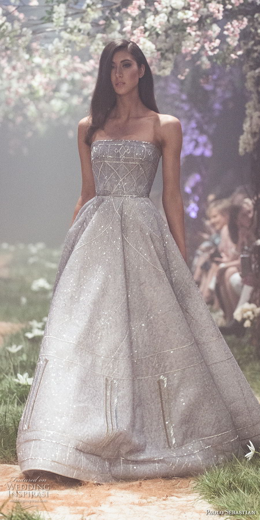 paolo sebastian spring 2018 couture strapless straight across full embellishment romantic greyish blue a line wedding dress (28) mv paolo sebastian spring 2018 couture strapless straight across full embellishment romantic greyish blue a line wedding dress (28) mv
