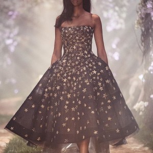paolo sebastian spring 2018 couture strapless straight across neckline full embellishment romantic pretty cute black tea length short wedding dress (5) mv