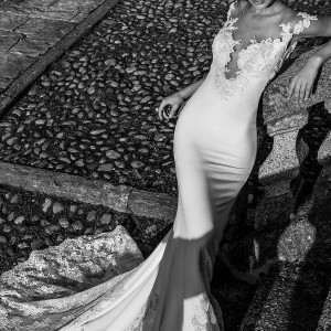 pinella passaro 2018 bridal cap sleeves deep plunging v neck heavily embellished bodice elegant fit and flare sheath wedding dress sheer button back chapel train (9) mv