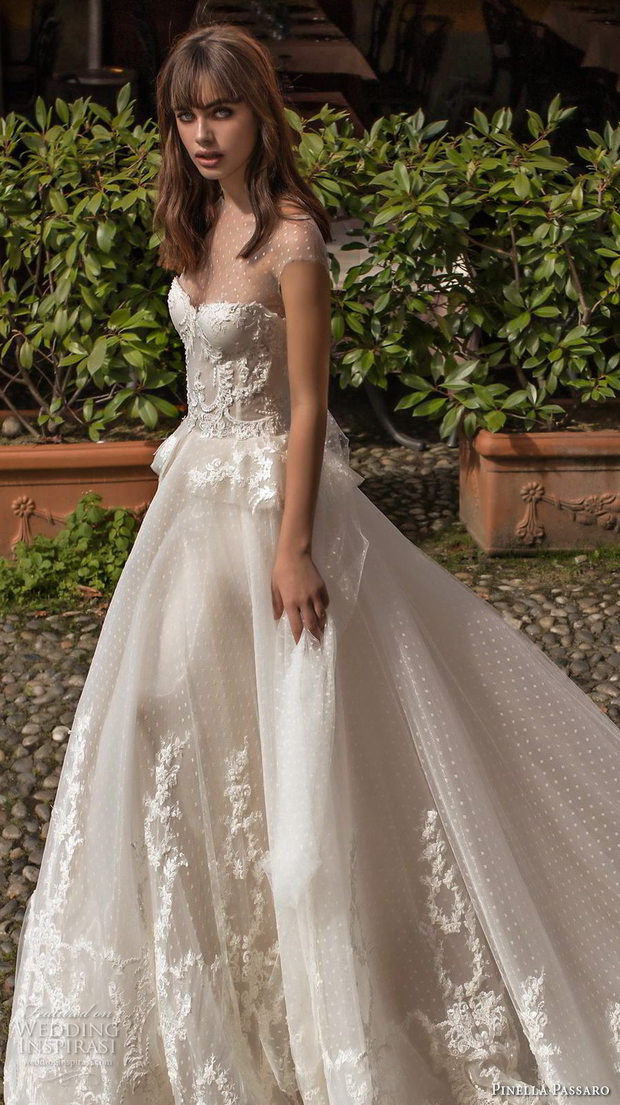 pinella passaro 2018 bridal cap sleeves illusion jewel sweetheart neckline heavily embellished bodice princess romantic ball gown a  line wedding dress chapel train (4) zv
