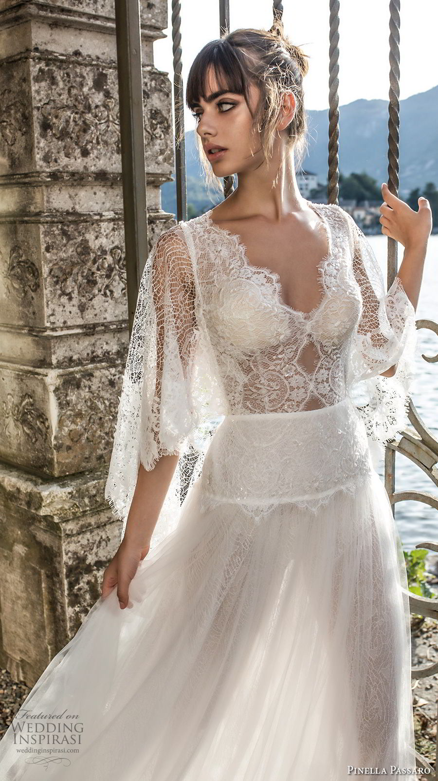 pinella passaro 2018 bridal half cornet sleeves v neck heavily embellished bodice tulle skirt elegant romantic soft a line wedding dress open back (8) mv zv pinella passaro 2018 bridal half cornet sleeves v neck heavily embellished bodice tulle skirt elegant romantic soft a line wedding dress open back (8) mv zv