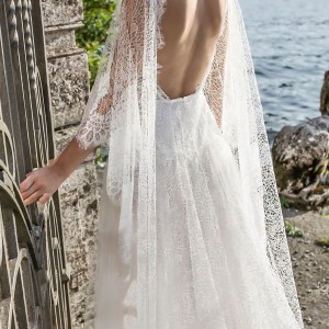 pinella passaro 2018 bridal half cornet sleeves v neck heavily embellished bodice tulle skirt elegant romantic soft a  line wedding dress open back (8) zbv