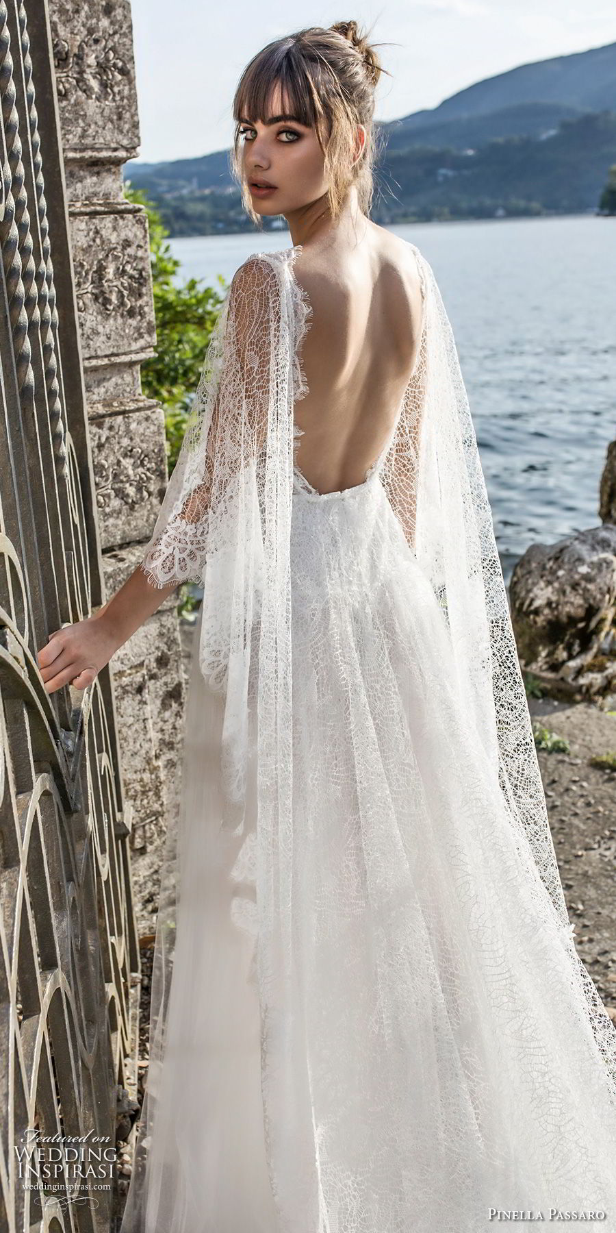 pinella passaro 2018 bridal half cornet sleeves v neck heavily embellished bodice tulle skirt elegant romantic soft a  line wedding dress open back (8) zbv