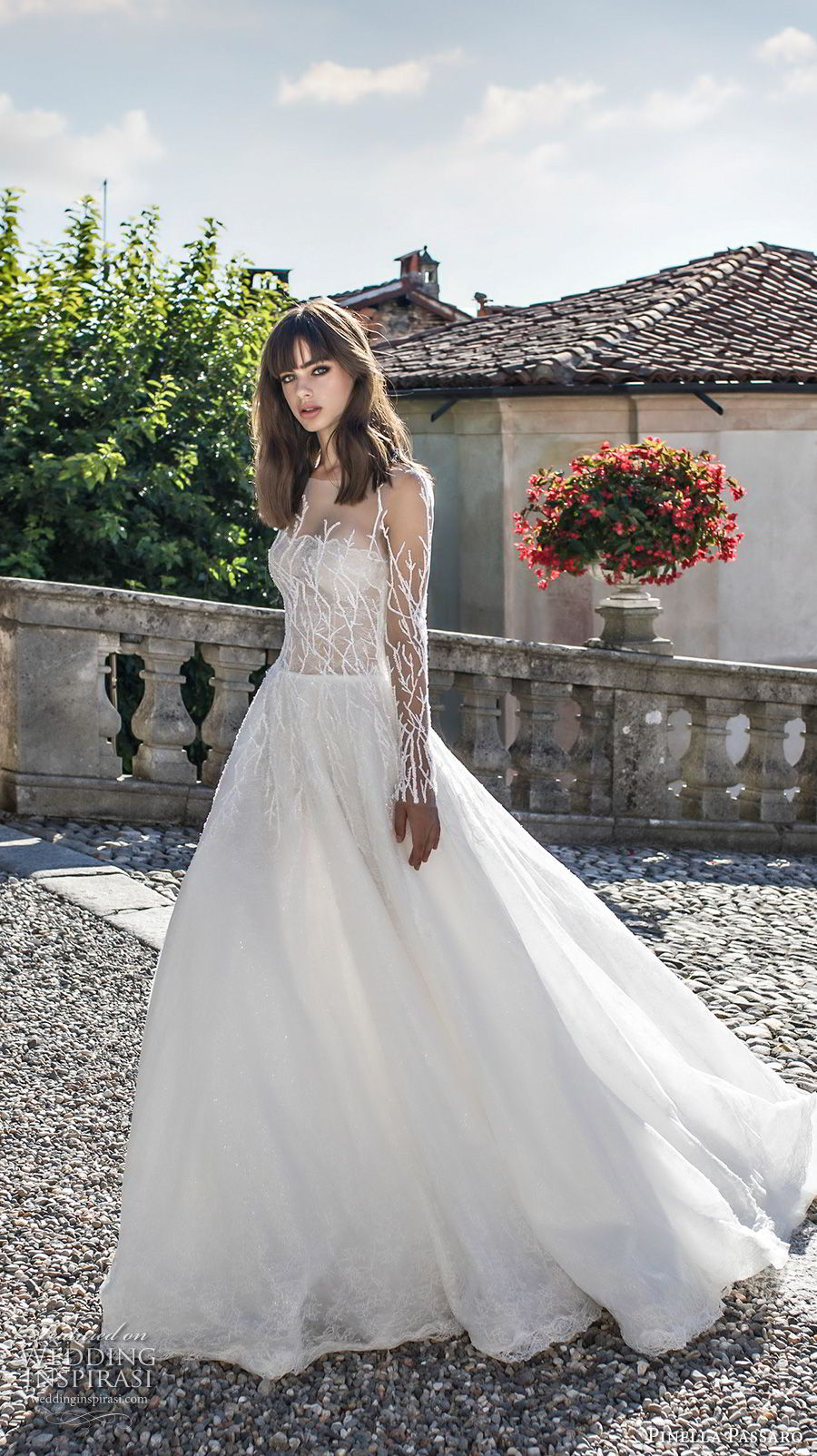 pinella passaro 2018 bridal long sleeves illusion bateau straight across neckline heavily embellished bodice romantic a line wedding dress covered embellished back sweep train (11) mv pinella passaro 2018 bridal long sleeves illusion bateau straight across neckline heavily embellished bodice romantic a line wedding dress covered embellished back sweep train (11) mv