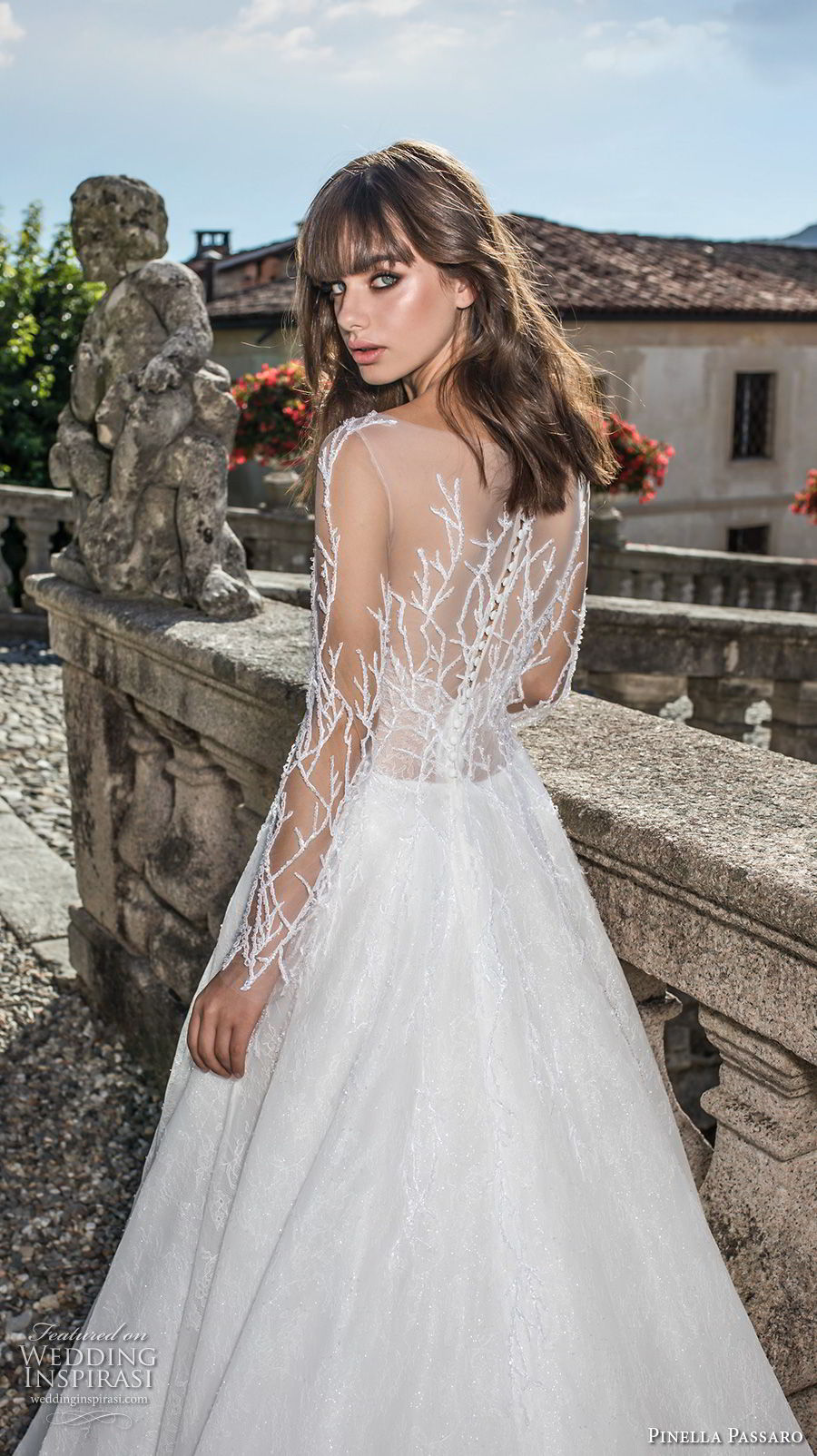 pinella passaro 2018 bridal long sleeves illusion bateau straight across neckline heavily embellished bodice romantic a line wedding dress covered embellished back sweep train (11) zbv pinella passaro 2018 bridal long sleeves illusion bateau straight across neckline heavily embellished bodice romantic a line wedding dress covered embellished back sweep train (11) zbv