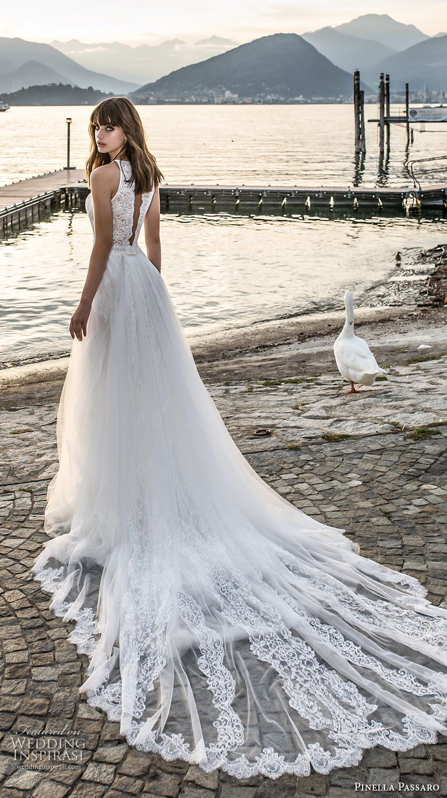 pinella passaro 2018 bridal sleevless halter neck heavily embellished bodice romantic a line wedding dress open slit back royal train (18) bv pinella passaro 2018 bridal sleevless halter neck heavily embellished bodice romantic a line wedding dress open slit back royal train (18) bv