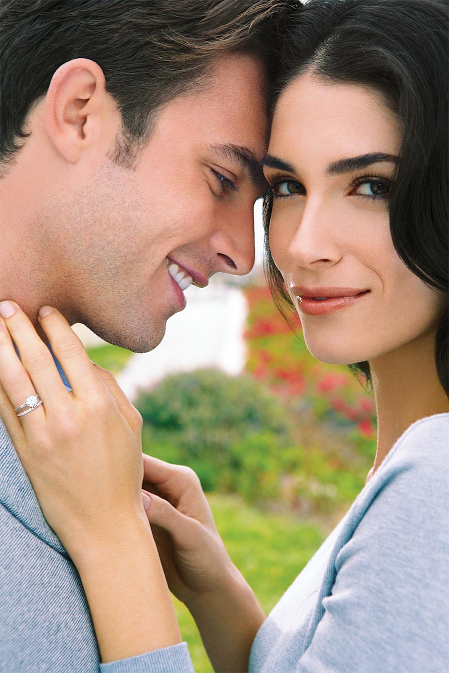 platinum jewelry beautiful diamond engagement ring couple shot