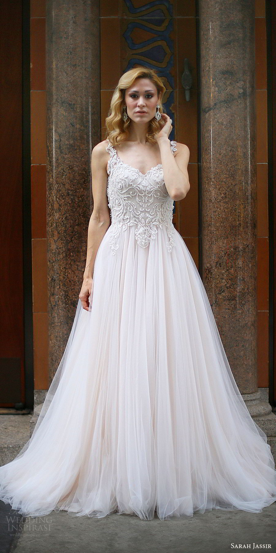 sarah jassir bridal 2018 sleeveless illusion straps sweetheart heavily embellished bodice wedding dress (suri) mv blush sweep train romantic elegant