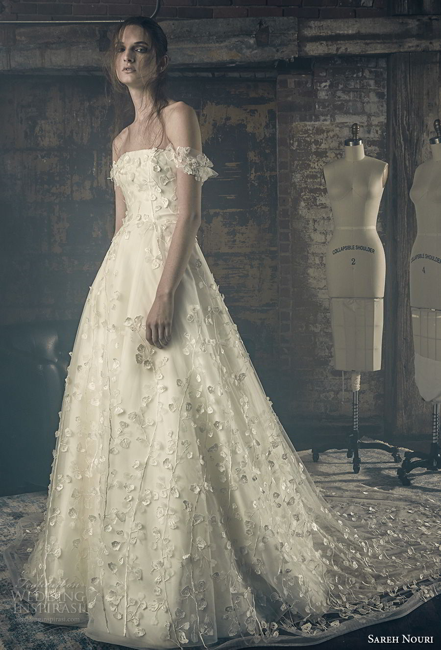sareh nouri fall 2018 bridal off the should strap straight across neckline full embellishment romantic a line wedding dress chapel train (9) mv sareh nouri fall 2018 bridal off the should strap straight across neckline full embellishment romantic a line wedding dress chapel train (9) mv