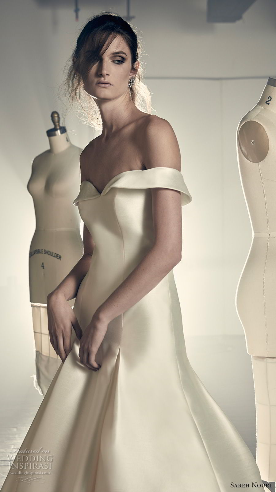 sareh nouri fall 2018 bridal off the shoulder semi sweetheart neckline simple clean bodice elegant a line wedding dress chapel train (10) zv sareh nouri fall 2018 bridal off the shoulder semi sweetheart neckline simple clean bodice elegant a line wedding dress chapel train (10) zv