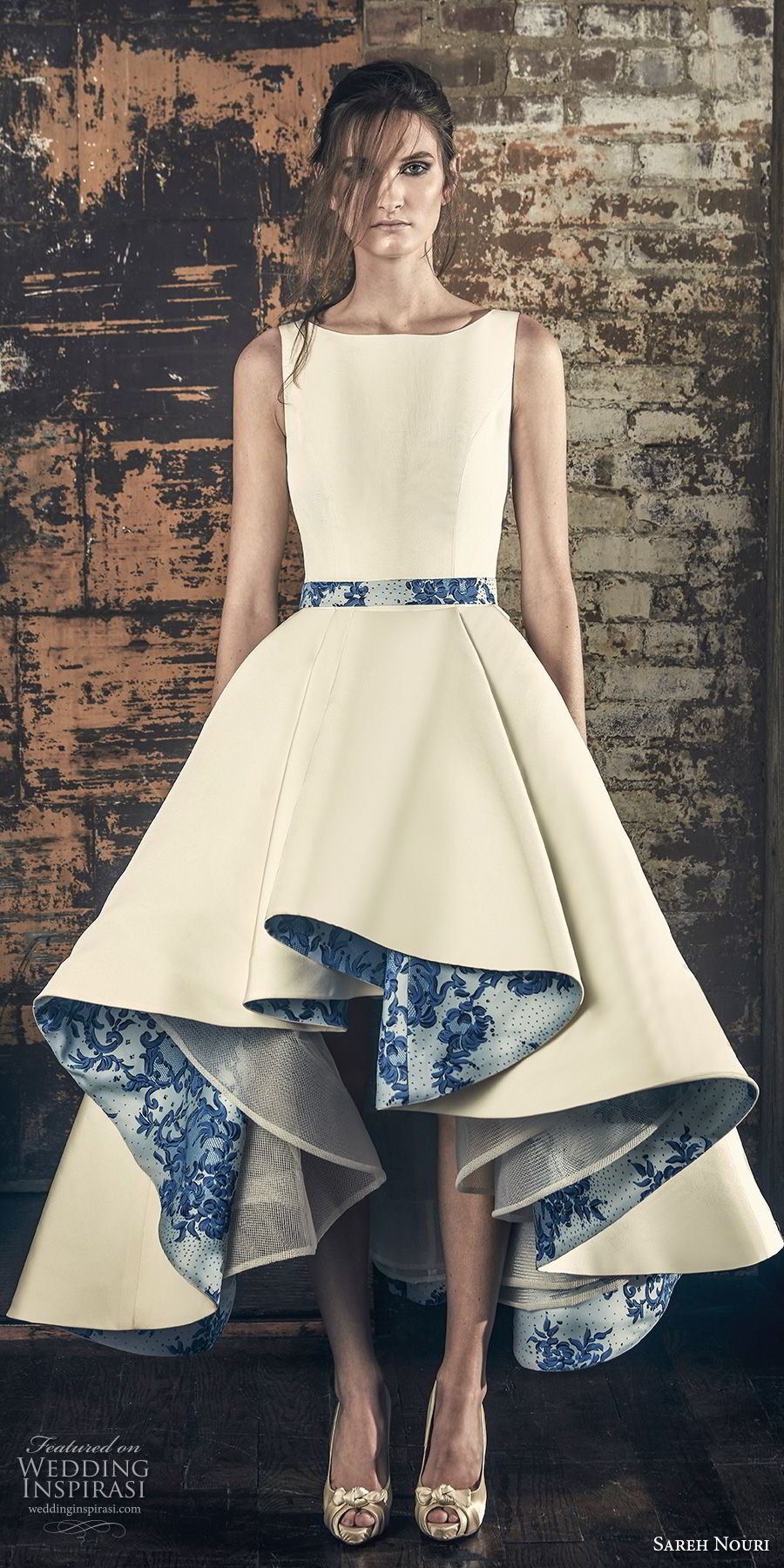 sareh nouri fall 2018 bridal sleeveless bateau neckline simple clean unique chic pretty high low short wedding dress with pockets covered back (1) mv fv sareh nouri fall 2018 bridal sleeveless bateau neckline simple clean unique chic pretty high low short wedding dress with pockets covered back (1) mv fv