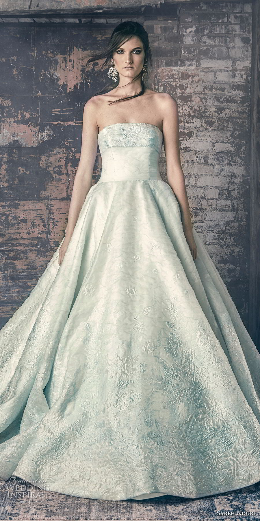 sareh nouri fall 2018 bridal strapless straight across neckline light embellishment romantic a line wedding dress chapel train (6) lv sareh nouri fall 2018 bridal strapless straight across neckline light embellishment romantic a line wedding dress chapel train (6) lv