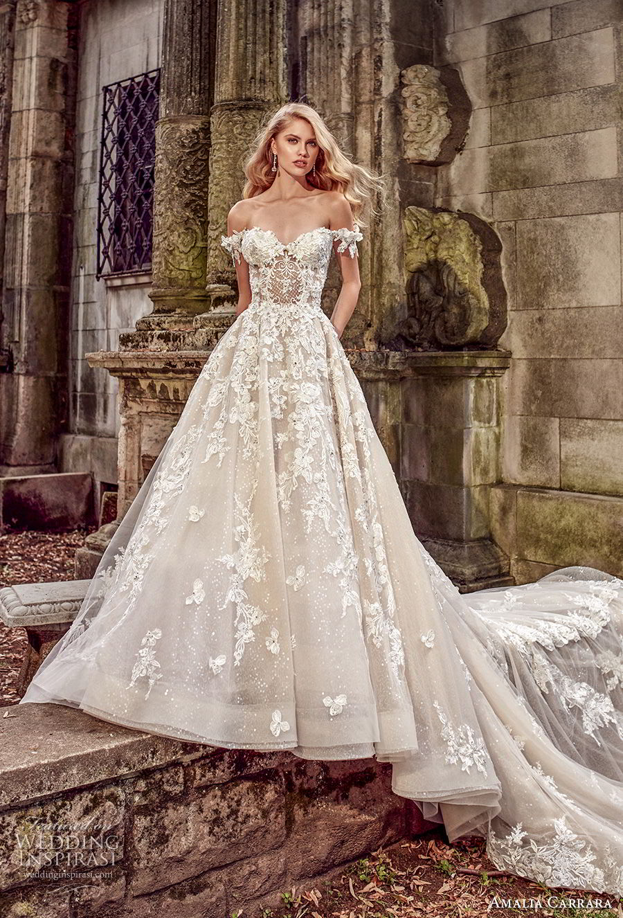 amalia carrara spring 2018 bridal off the shoulder sweetheart neckline heavily embellished bodice romantic princess a  line wedding dress open back royal train (1) mv