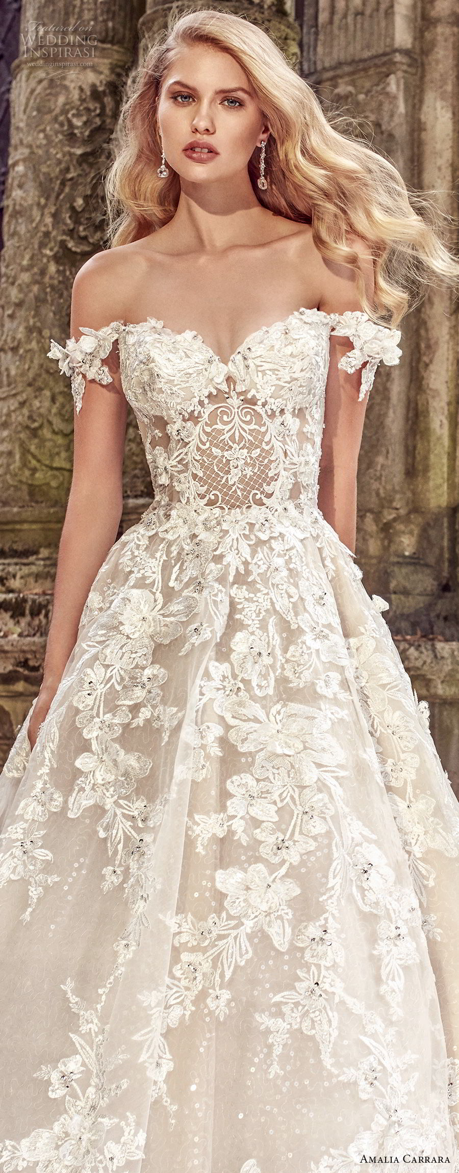 amalia carrara spring 2018 bridal off the shoulder sweetheart neckline heavily embellished bodice romantic princess a  line wedding dress open back royal train (1) zv