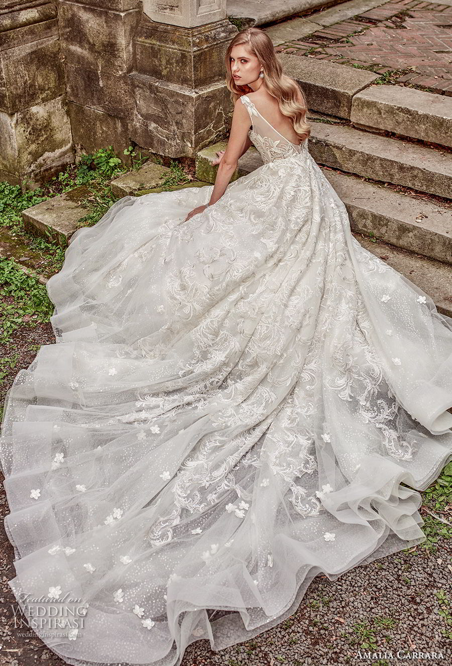 amalia carrara spring 2018 bridal sleeveless deep v neck heavily embellished bodice romantic a  line wedding dress open v back royal train (2) bv