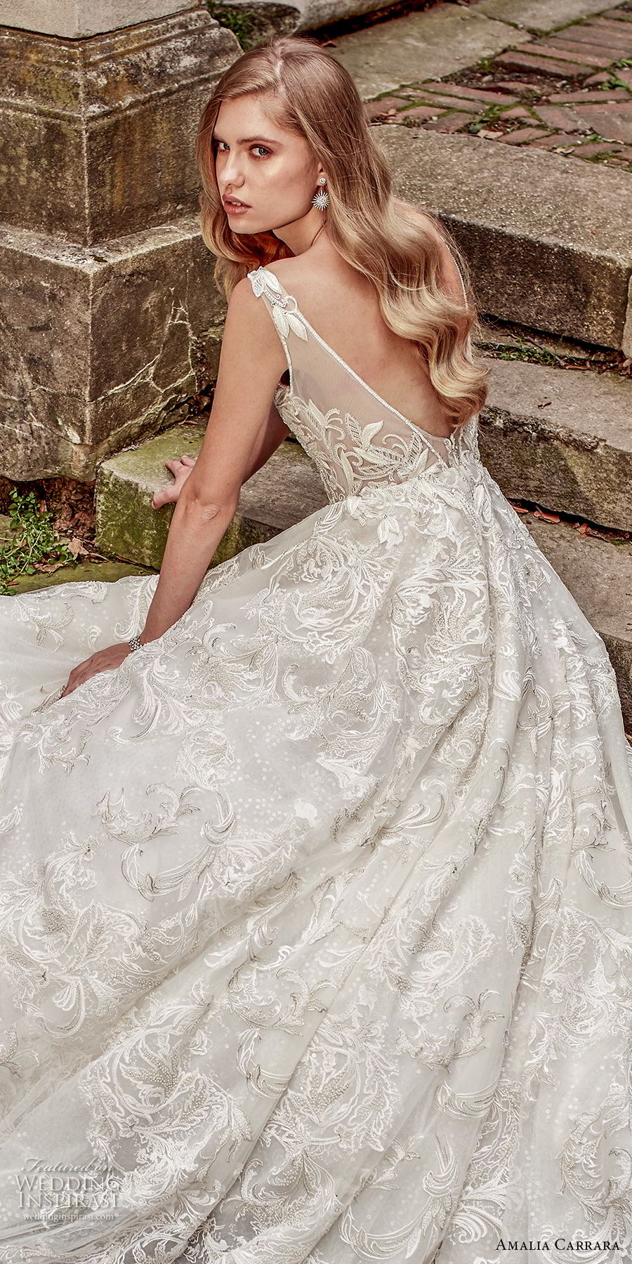 amalia carrara spring 2018 bridal sleeveless deep v neck heavily embellished bodice romantic a  line wedding dress open v back royal train (2) zbv