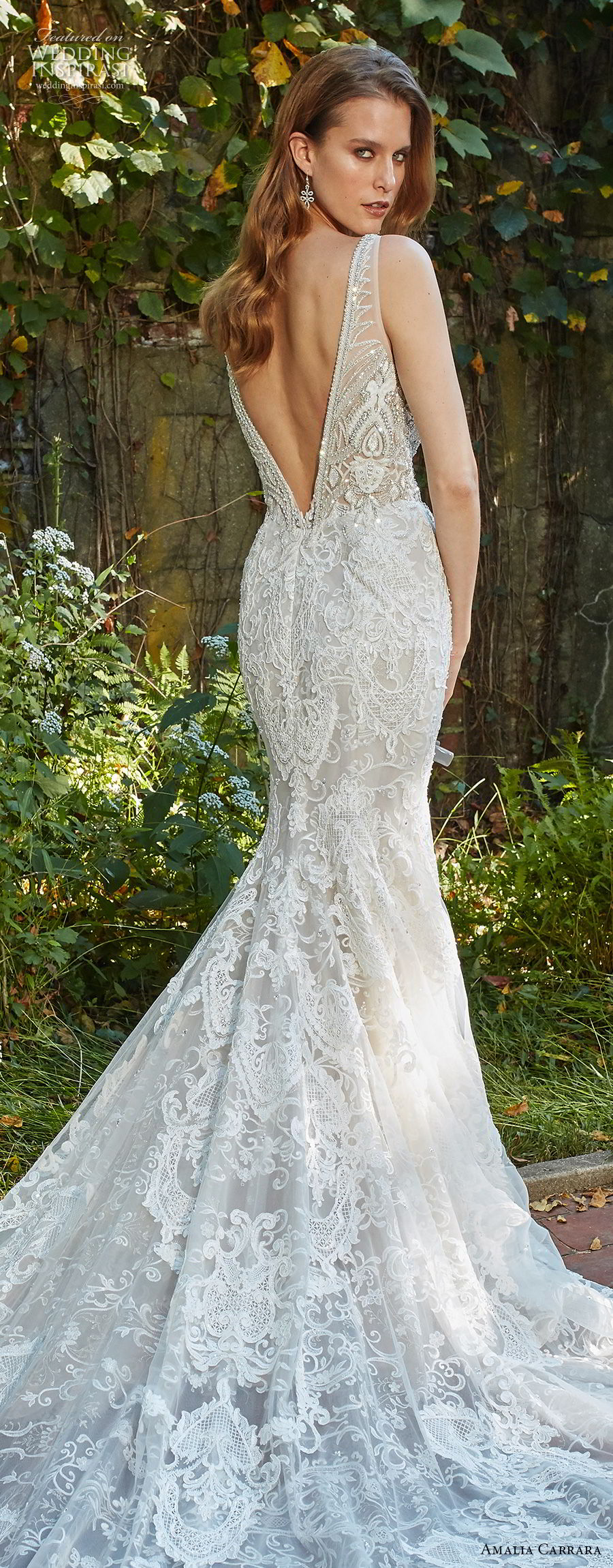 amalia carrara spring 2018 bridal sleeveless v neck full embellishment elegant fit and flare wedding dress open v back royal train (4) zbv