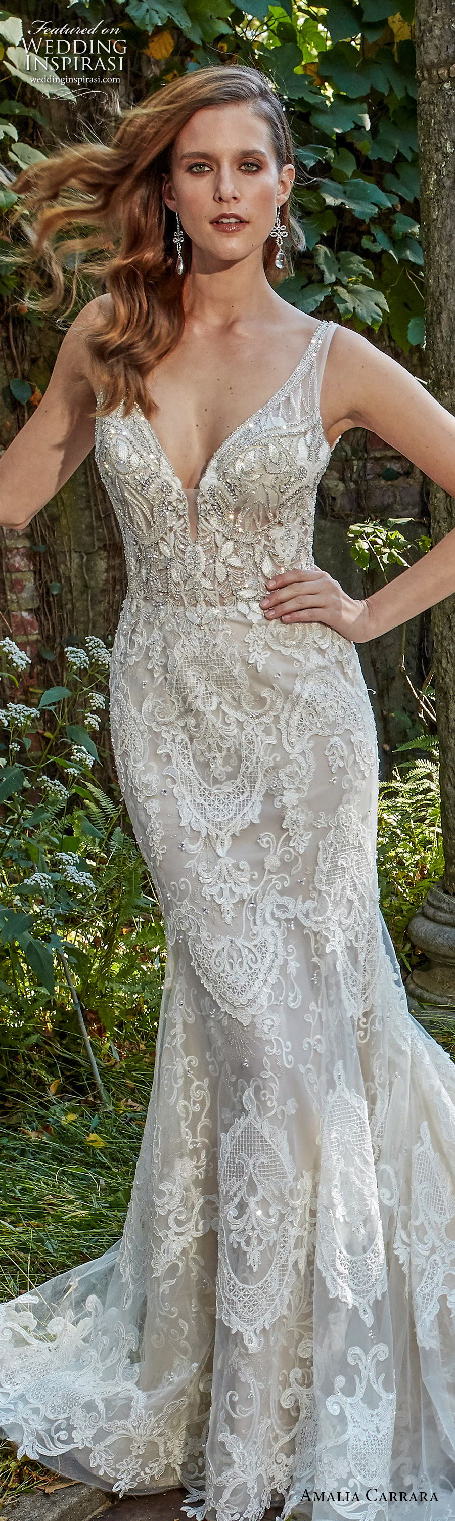 amalia carrara spring 2018 bridal sleeveless v neck full embellishment elegant fit and flare wedding dress open v back royal train (4) zv