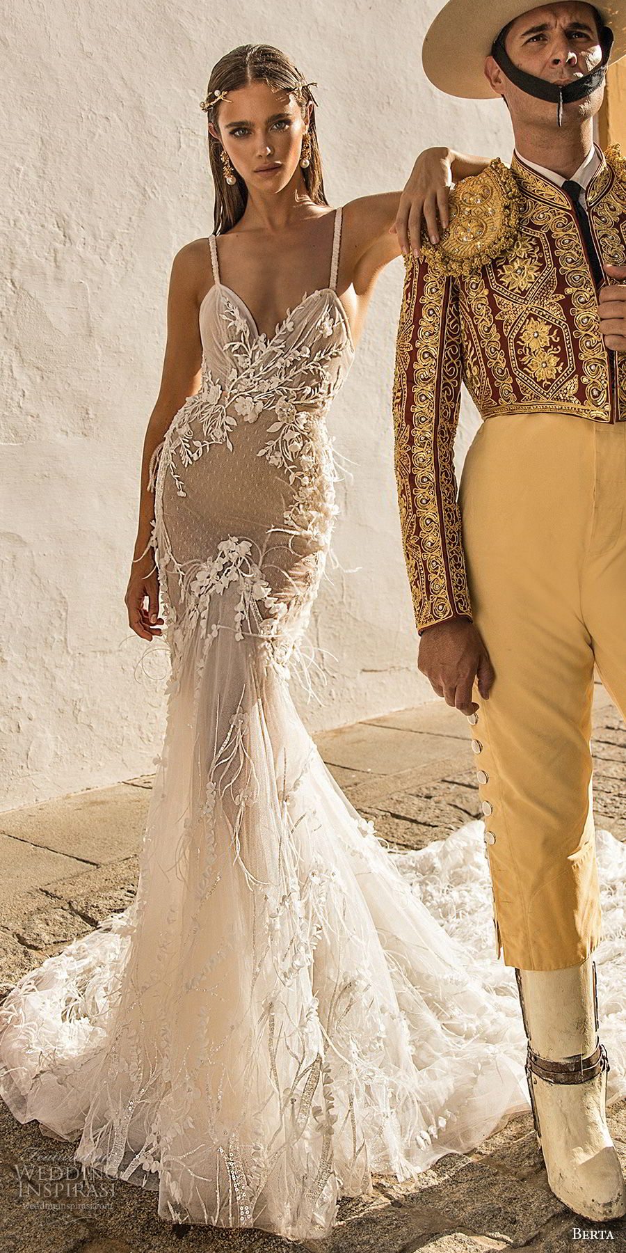 berta fall 2018 bridal sleeveless spaghetti strap sweetheart neckline full embellishent elegant mermaid wedding dress open back royal train (16) mv 