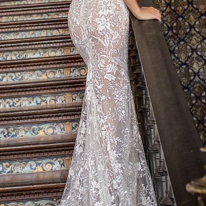 berta fall 2018 bridal sleeveless thin strap deep plunging sweetheart neckline elegant sexy fit and flare wedding dress open scoop back sweep train (10) bv
