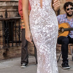 berta fall 2018 bridal sleeveless thin strap deep plunging sweetheart neckline elegant sexy fit and flare wedding dress open scoop back sweep train (10) mv