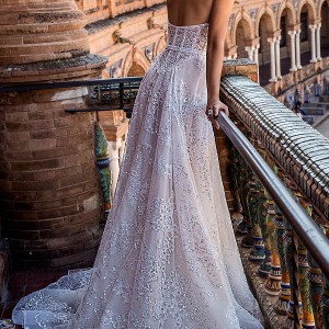 berta fall 2018 bridal strapless sweetheart neckline full embellishment bustier bodice elegant a  line wedding dress open back chapel train (9) bv