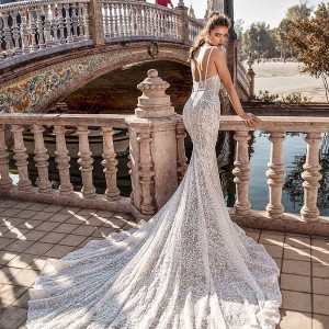 berta fall 2018 bridal thin strap deep sweetheart neckline full embellishment elegant mermaid wedding dress open back royal train (7) bv