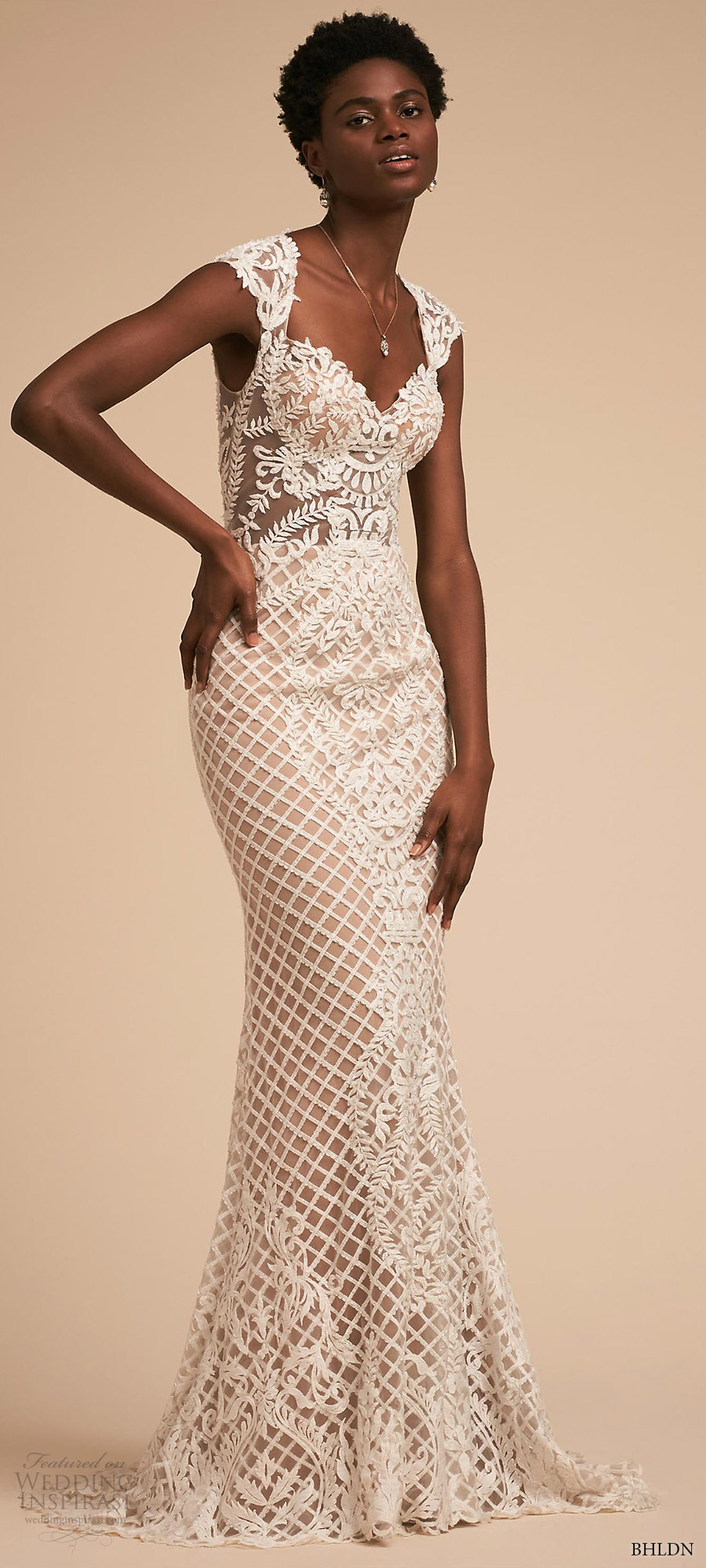 bhldn 2018 bridal trends sleeveless cap sleeves sweetheart sheath lace wedding dress (sansa) mv elegant modern