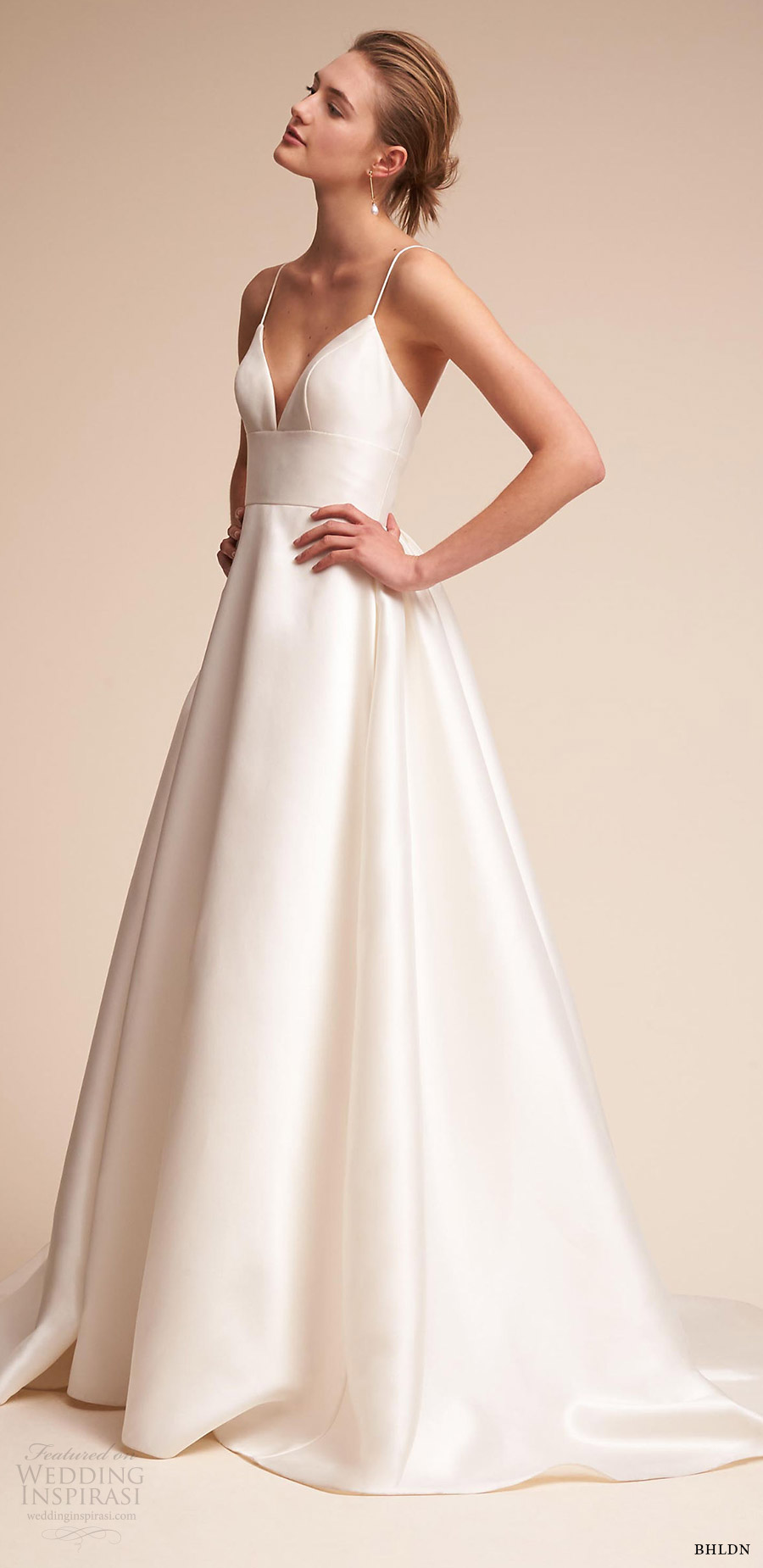 bhldn 2018 bridal trends sleeveless thin straps sweetheart ball gown wedding dress (opal) sv chapel train romantic elegant