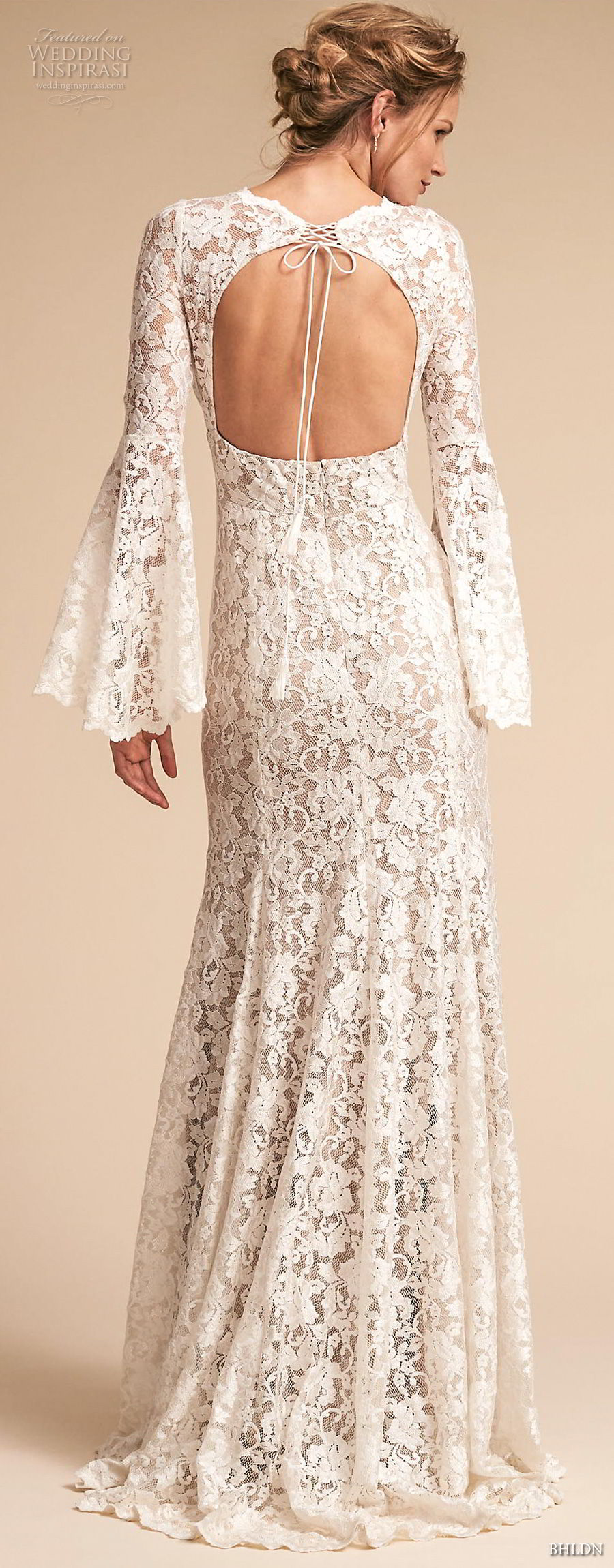 bhldn spring 2018 bridal long lantern sleeves v neck full embellishment elegant vintage bohemian modified a  line wedding dress keyhole back sweep train (13) bv