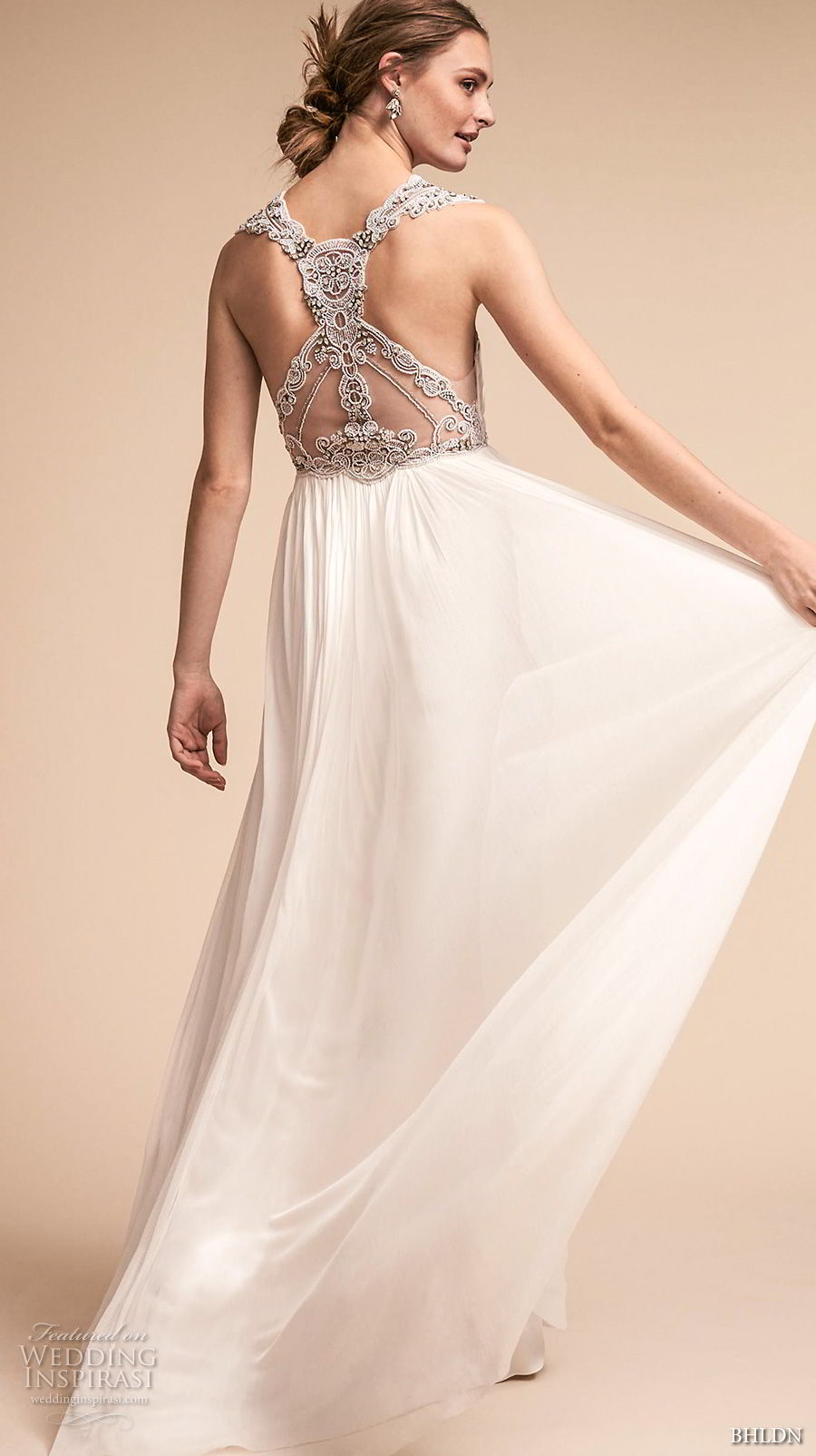 bhldn spring 2018 bridal sleeveless v neck ruched bodice elegant grecian a  line wedding dress rasor back sweep train (10) bv