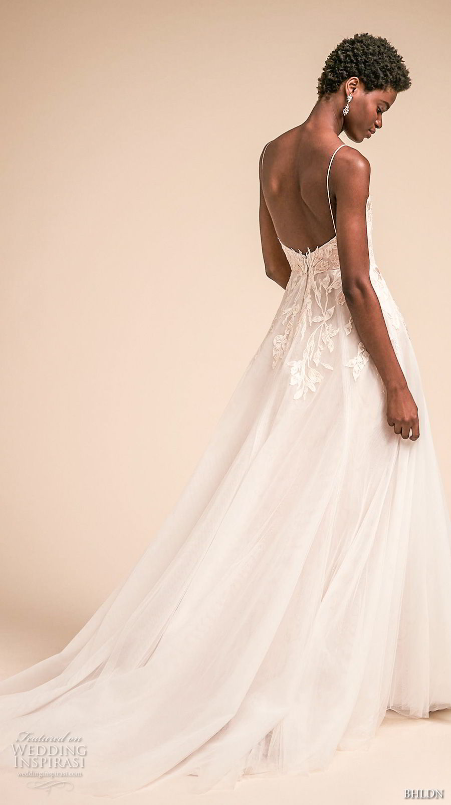 bhldn spring 2018 bridal spaghetti strap sweetheart necklne heavily embellished bodice romantic a  line wedding dress open back chapel train (9) bv