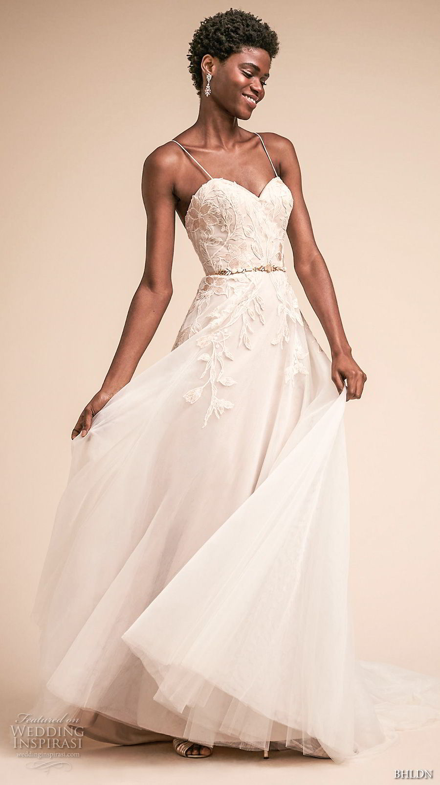 bhldn spring 2018 bridal spaghetti strap sweetheart necklne heavily embellished bodice romantic a  line wedding dress open back chapel train (9) mv