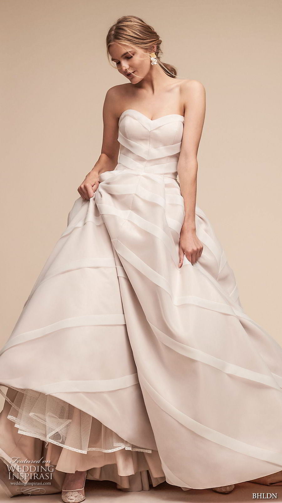 bhldn spring 2018 bridal strapless sweetheart neckline romantic a  line wedding dress chapel train (22) mv