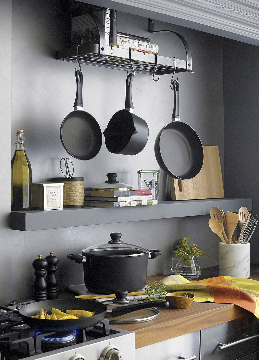 crate and barrel wedding registry ideas 2018 exclusive enclume bookshelf pot rack wall mount space saving solution