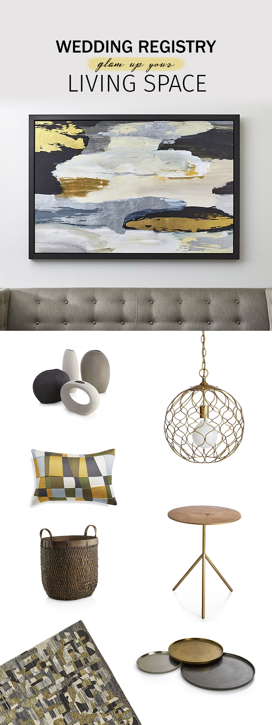 crate and barrel wedding registry ideas 2018 trendy living room essentials glam up items mixed metal gold accents