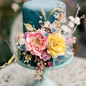 cyan 2 tiere multicolor floral wedding cake (4) mv