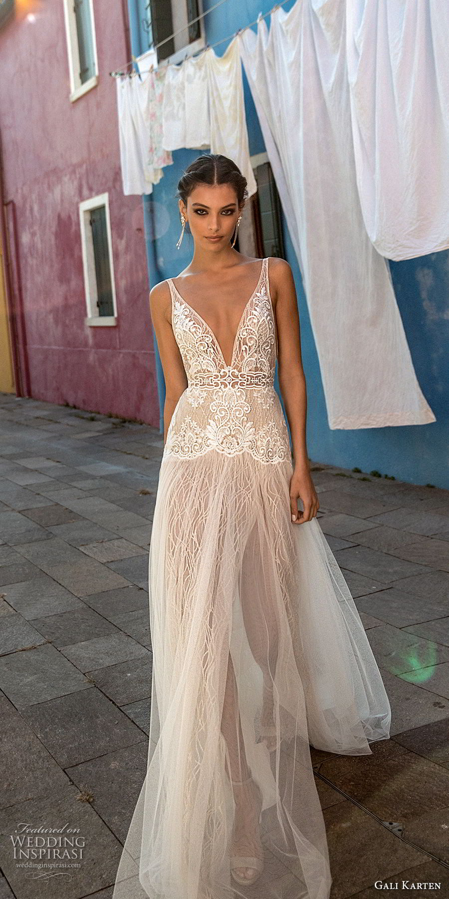 gali karten 2018 bridal sleeveless deep v neck heavily embellished bodice high slit skirt romantic sexy soft a  line wedding dress open scoop back sweep train (1) mv  