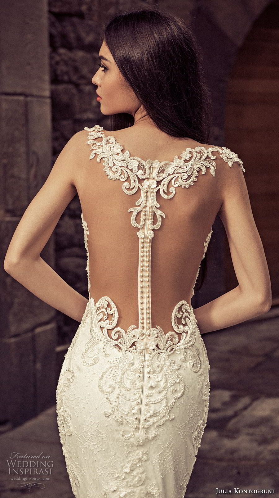 julia kontogruni 2018 bridal cap sleeves sweetheart neckline heavily embellished bodice elegant mermaid wedding dress sheer lace back royal train (2) zbv
