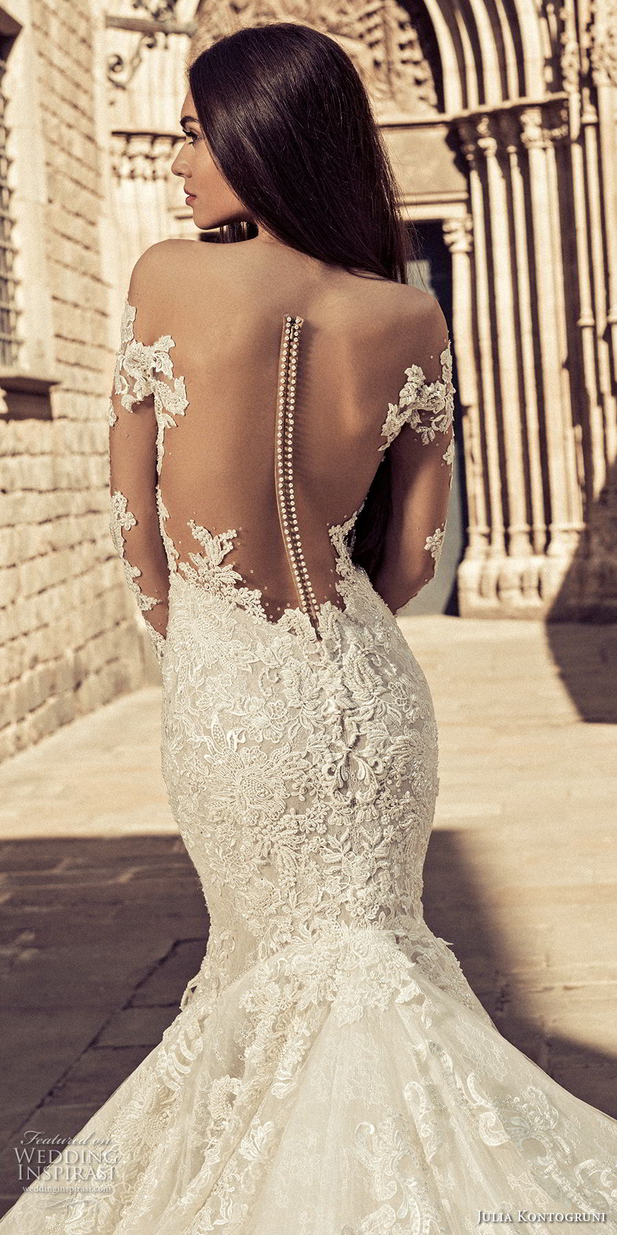 julia kontogruni 2018 bridal long sleeves sweetheart neckline full embellishment elegant mermaid wedding dress sheer button back royal train (6) zbv