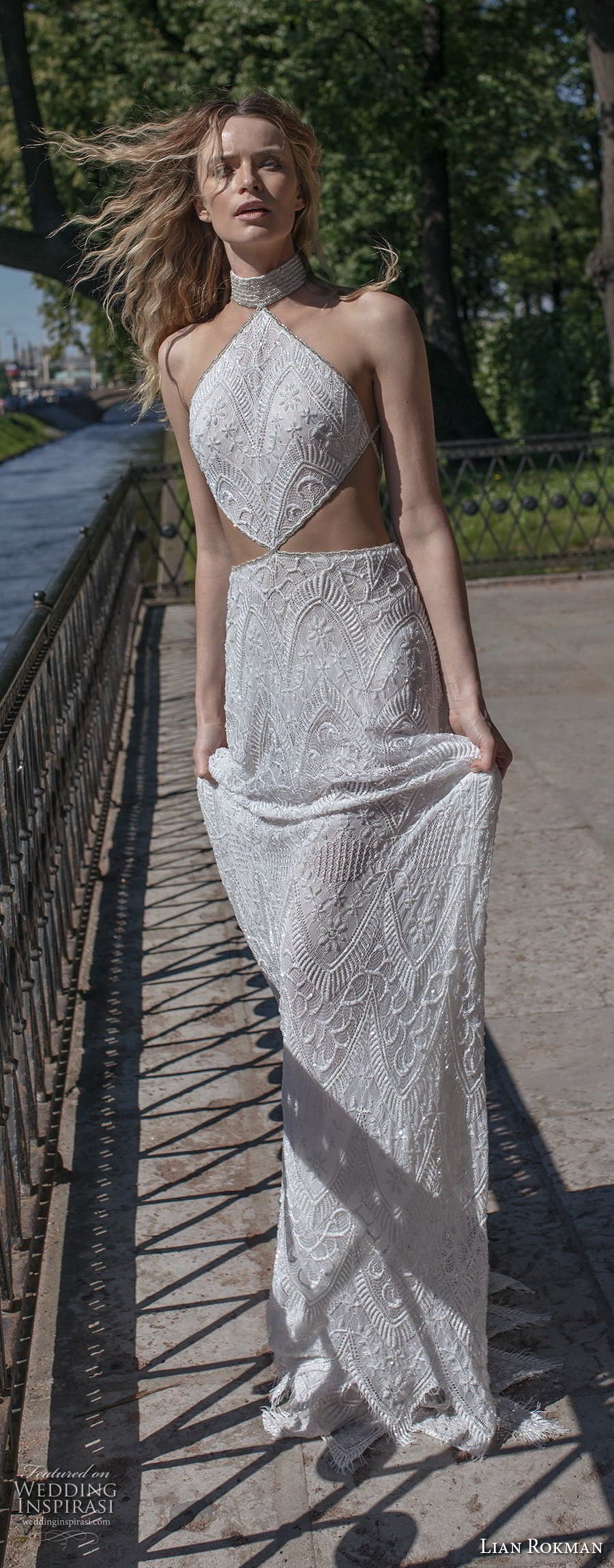 lian rokman 2018 bridal sleeveless halter neck full embellishment sexy modern sheath wedding dress open back sweep train (6) lv