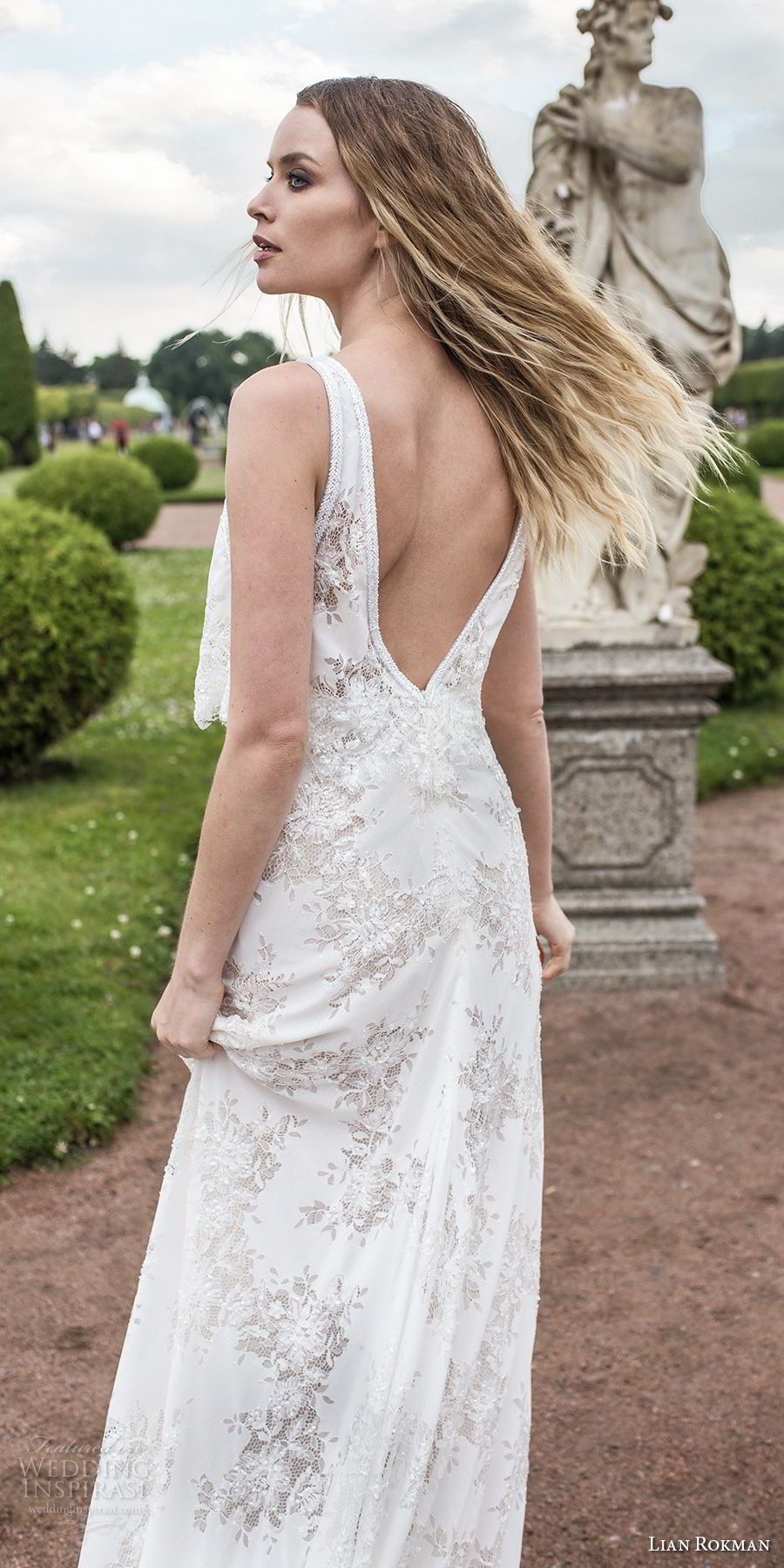 lian rokman 2018 bridal sleeveless with strap deep v neck full embellishment boheiman a  line wedding dress open v back chapel train (15) zbv 