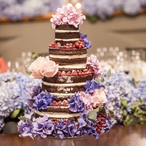 naked 4 tier purple pink floral wedding cake (22) mv