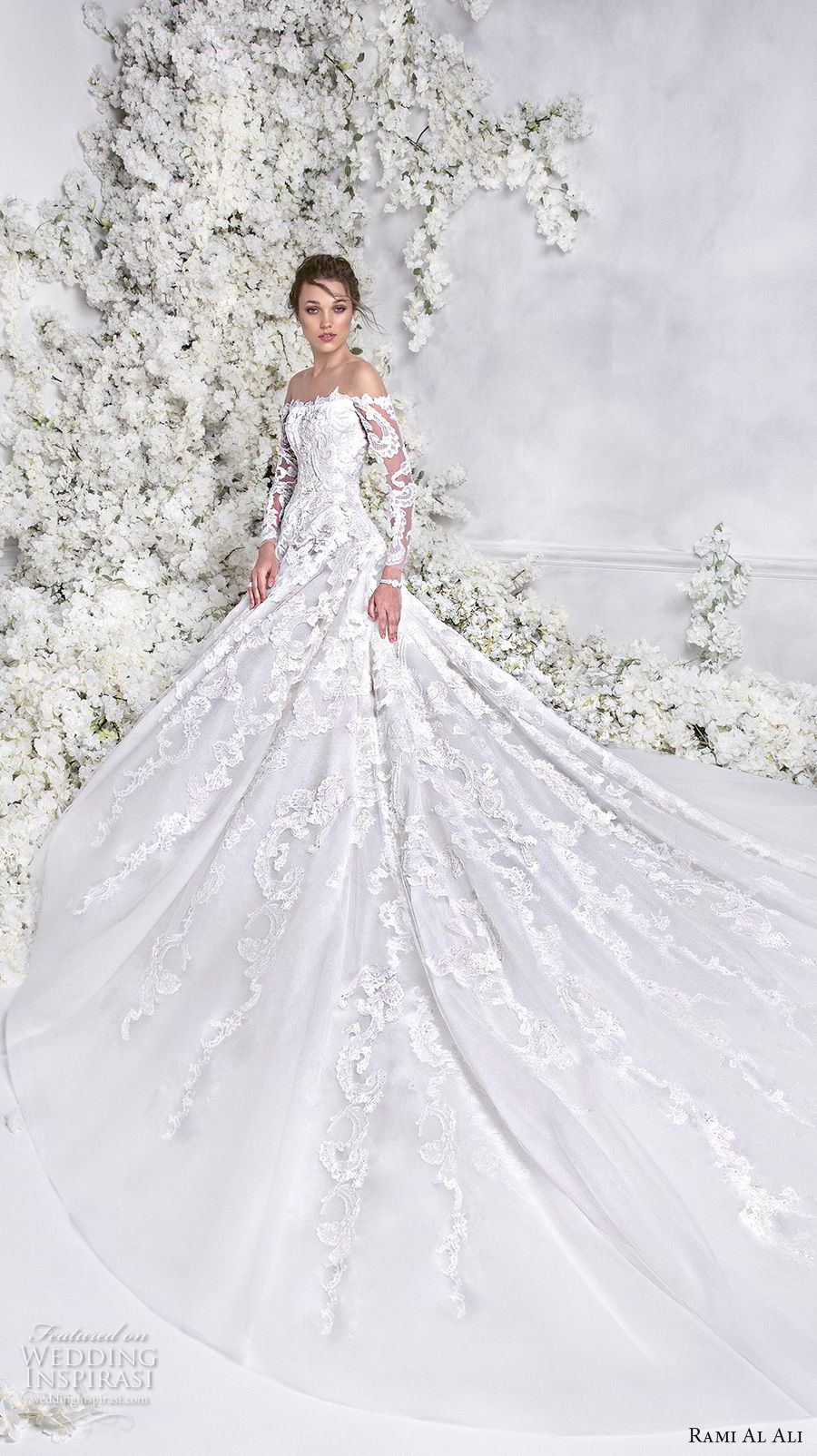 rami al ali 2018 bridal long sleeves off the shoulder straight across neckline full embellishment elegant princess a line wedding dress royal train (7) mv rami al ali 2018 bridal long sleeves off the shoulder straight across neckline full embellishment elegant princess a line wedding dress royal train (7) mv