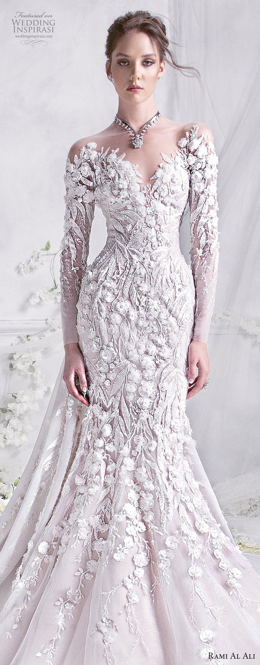 rami al ali 2018 bridal long sleeves off the shoulder sweetheart neckline full embellishment glamorous elegant trumpet fit flare mermaid wedding dress royal train (6) lv