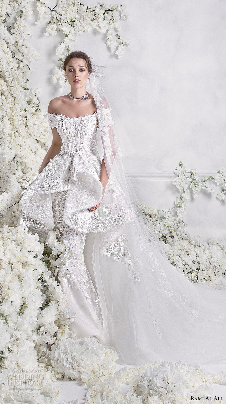 rami al ali 2018 bridal short sleeves off the shoulder v neck full embellishment peplum princess fit and flare mermaid wedding dress royal train (4) mv rami al ali 2018 bridal short sleeves off the shoulder v neck full embellishment peplum princess fit and flare mermaid wedding dress royal train (4) mv