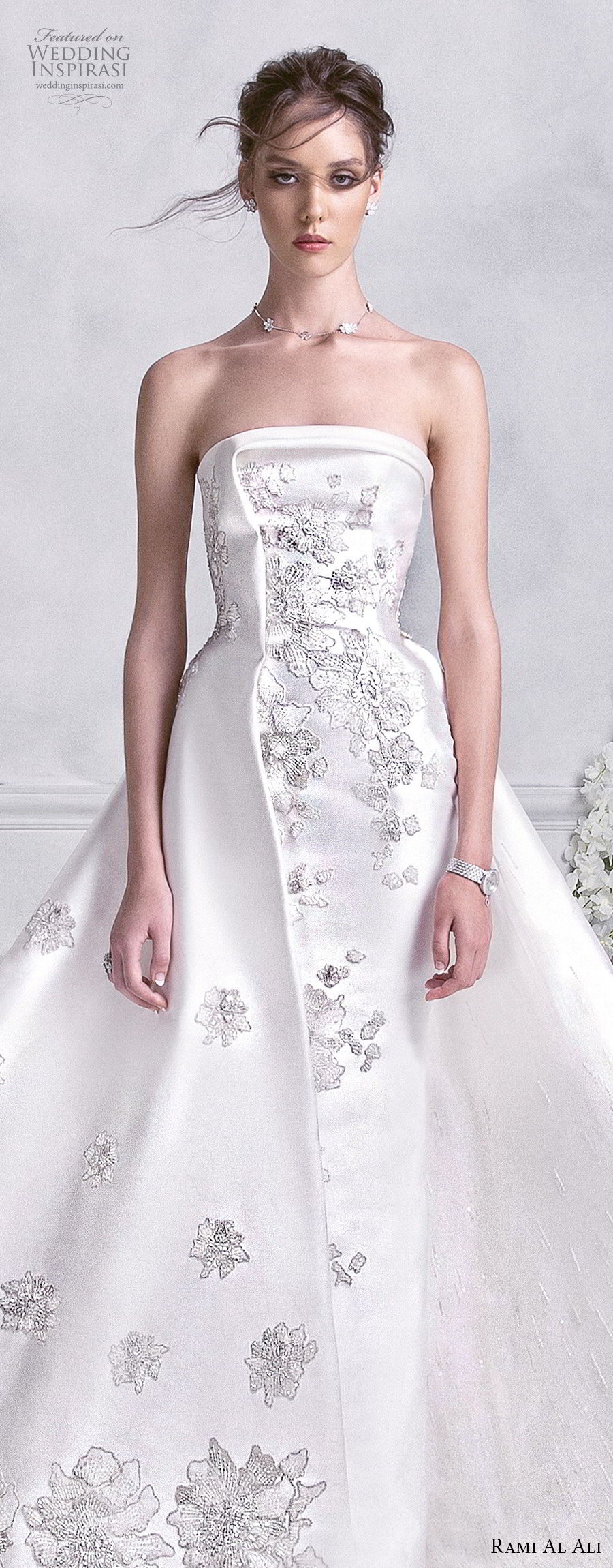 rami al ali 2018 bridal strapless straight across neckline full embellishment romantic elegant a  line wedding dress royal train (5) lv