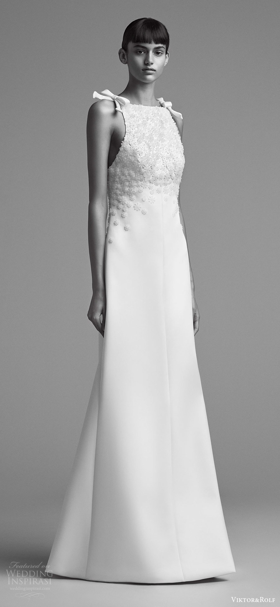 viktor and rolf fall 2018 bridal sleeveless tie straps high neck beaded bodice a line wedding dress (2) mv