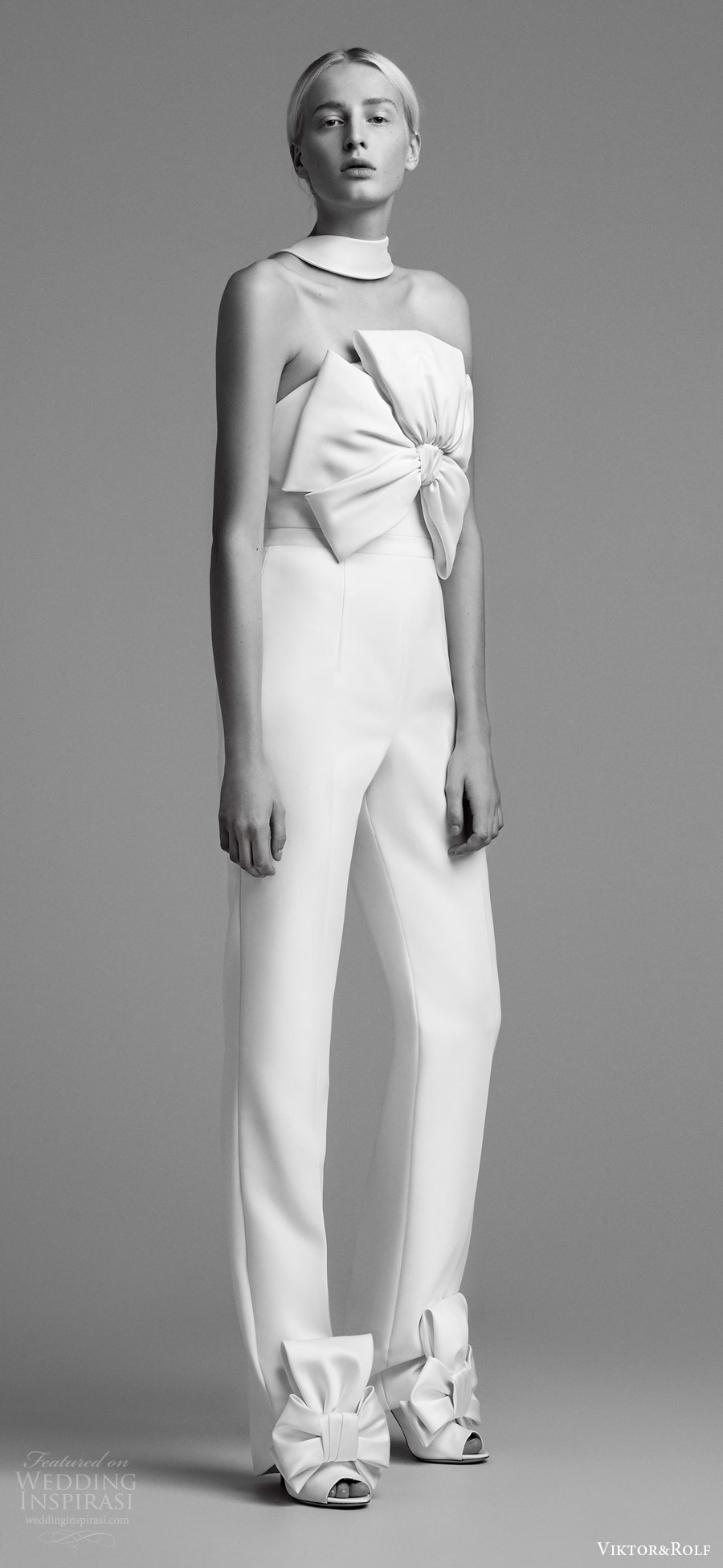 viktor and rolf fall 2018 bridal strapless jumpsuit bow bodice (1) mv modern minimal